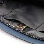 Trousse de toilette en similicuir à double compartiment avec zip couleur bleu marine vue détaillée 2