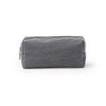 Trousse en velours côtelé avec fermeture éclair et doublure intérieure couleur gris deuxième vue