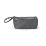 Trousse en velours côtelé à double compartiment avec fermeture éclair couleur gris deuxième vue
