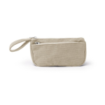 Trousse en velours côtelé à double compartiment avec fermeture éclair couleur beige deuxième vue