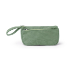 Trousse en velours côtelé à double compartiment avec fermeture éclair couleur vert pastel deuxième vue