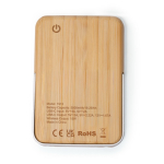 Batterie externe magnétique sans fil en bambou avec support 5 000 mAh couleur naturel vue détaillée 4