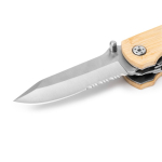 Outil multifonction 5 en 1 avec corps en bambou et acier inoxydable couleur naturel vue détaillée 2