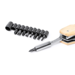 Outil multifonction 5 en 1 avec corps en bambou et acier inoxydable couleur naturel vue détaillée 4