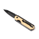 Outil multifonction compact avec clip métallique et corps en bambou couleur naturel vue détaillée 1