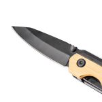 Outil multifonction compact avec clip métallique et corps en bambou couleur naturel vue détaillée 2