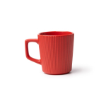 Tasse en céramique 320 ml avec extérieur mat et design nervuré couleur rouge deuxième vue