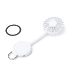 Ventilateur à main avec anneau magnétique et 3 vitesses couleur blanc première vue d'usage