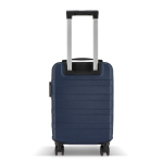 Valise cabine 18 pouces avec 4 roues pivotantes et support téléphone couleur bleu foncé troisième vue