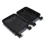 Valise cabine 18 pouces avec 4 roues pivotantes et support téléphone couleur bleu foncé quatrière vue