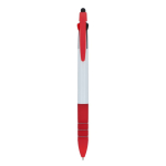 Stylo 3 couleurs avec stylet tactile et grip antidérapant couleur rouge deuxième vue