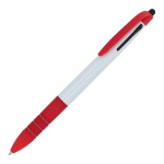 Stylo 3 couleurs avec stylet tactile et grip antidérapant couleur rouge troisième vue