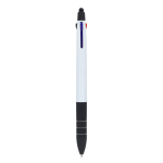 Stylo 3 couleurs avec stylet tactile et grip antidérapant couleur blanc/noir quatrière vue