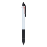 Stylo 3 couleurs avec stylet tactile et grip antidérapant couleur blanc/noir cinquième vue