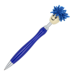 Stylo à bille avec un pompon rotatif, encre bleue couleur bleu deuxième vue