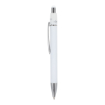Stylo à bille rotatif en aluminium avec clip métallique, encre bleue couleur blanc