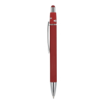 Stylo à bille rotatif en aluminium avec clip métallique, encre bleue couleur rouge foncé