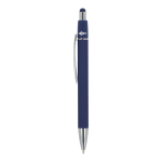 Stylo à bille rotatif en aluminium avec clip métallique, encre bleue couleur bleu foncé