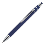 Stylo à bille rotatif en aluminium avec clip métallique, encre bleue couleur bleu foncé troisième vue