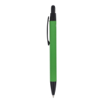 Stylo en aluminium recyclé au toucher doux, encre bleue couleur vert