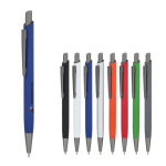 Stylo en aluminium avec clip métallique, toucher doux, encre bleue