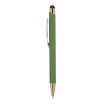 Stylo en aluminium recyclé avec gravure laser et clip métallique couleur vert olive