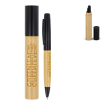 Stylo métallique avec corps en bambou avec étui