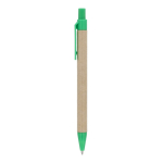 Stylo en papier avec détails en plastique colorés, encre bleue couleur vert
