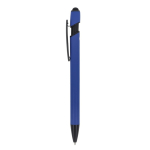 Stylo en aluminium recyclé au toucher doux avec stylet, encre bleue couleur bleu