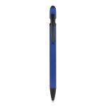 Stylo en aluminium recyclé au toucher doux avec stylet, encre bleue couleur bleu deuxième vue