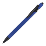 Stylo en aluminium recyclé au toucher doux avec stylet, encre bleue couleur bleu troisième vue