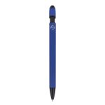 Stylo en aluminium recyclé au toucher doux avec stylet, encre bleue couleur bleu quatrière vue