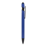 Stylo en aluminium recyclé au toucher doux avec stylet, encre bleue couleur bleu cinquième vue