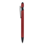 Stylo en aluminium recyclé au toucher doux avec stylet, encre bleue couleur rouge foncé