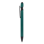 Stylo en aluminium recyclé au toucher doux avec stylet, encre bleue couleur vert foncé