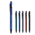 Stylo en aluminium recyclé au toucher doux avec stylet, encre bleue