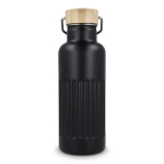 Gourde isotherme anti-fuite avec bouchon en bambou et anse 500 ml couleur noir quatrière vue