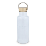 Gourde isotherme anti-fuite avec bouchon en bambou et anse 500 ml couleur blanc