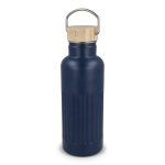 Gourde isotherme anti-fuite avec bouchon en bambou et anse 500 ml couleur bleu foncé