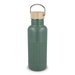 Gourde isotherme anti-fuite avec bouchon en bambou et anse 500 ml couleur vert olive