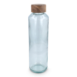 Bouteille en verre recyclé fabriquée en Europe, bouchon en bois 650 ml couleur transparent