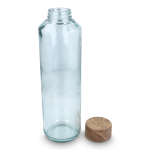 Bouteille en verre recyclé fabriquée en Europe, bouchon en bois 650 ml couleur transparent cinquième vue