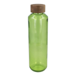 Bouteille en verre recyclé fabriquée en Europe, bouchon en bois 650 ml couleur vert lime transparent