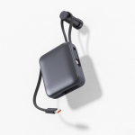 Batterie externe avec câbles intégrés et charge rapide 10 000 mAh couleur gris foncé neuvième vue