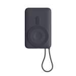 Batterie externe MagSafe avec charge sans fil et écran LED 10 000 mAh couleur gris foncé troisième vue