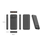 Batterie externe compacte à charge rapide avec écran LED 10 000 mAh couleur noir quatrière vue