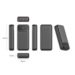 Batterie externe compacte avec charge rapide et écran LED 20 000 mAh couleur noir quatrière vue