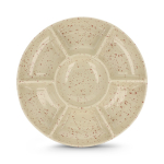 Assiette en céramique artisanale au motif moucheté Sagaform couleur beige troisième vue