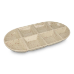 Plateau en céramique artisanale à motif moucheté Sagaform couleur beige