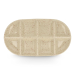 Plateau en céramique artisanale à motif moucheté Sagaform couleur beige quatrière vue
